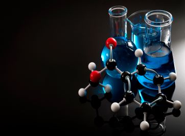 Photo of particle and test tubes model